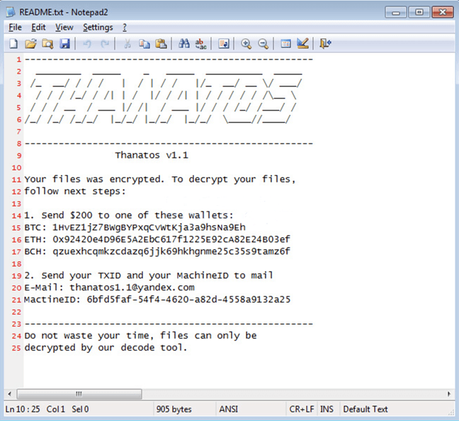 Thanatos Ransomware - ไวรัสคอมพิวเตอร์ล่าสุด 2020
