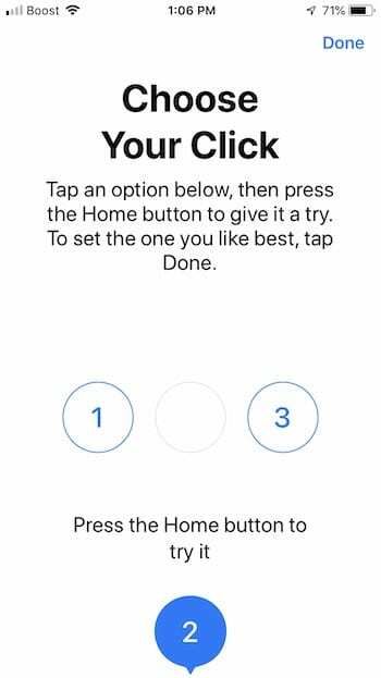 Регулирайте интензитета на обратната връзка на бутона Home на iPhone