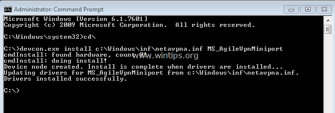 instal WAN Miniport