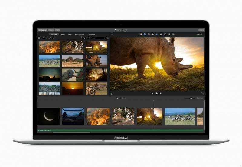 Edição de vídeo do MacBook Air 2020