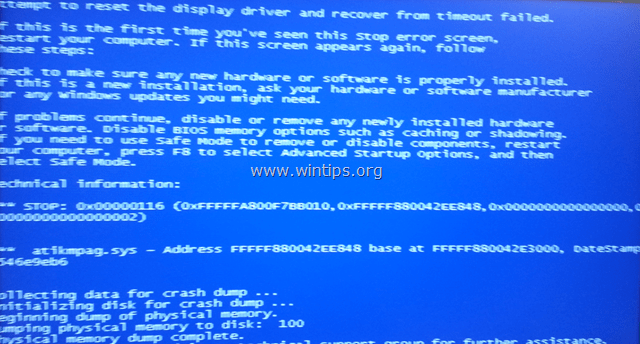 Διορθώστε το BSOD STOP 0X00000116