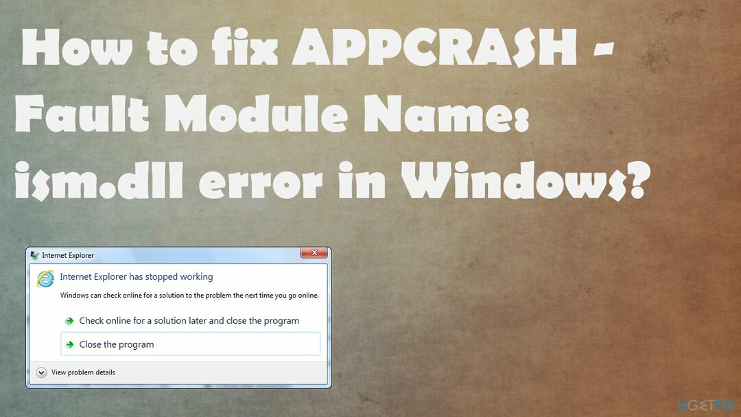APPCRASH - Fehlermodulname: ism.dll-Fehler in Windows