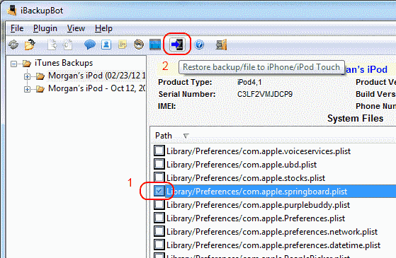 Kembalikan file plist Springboard