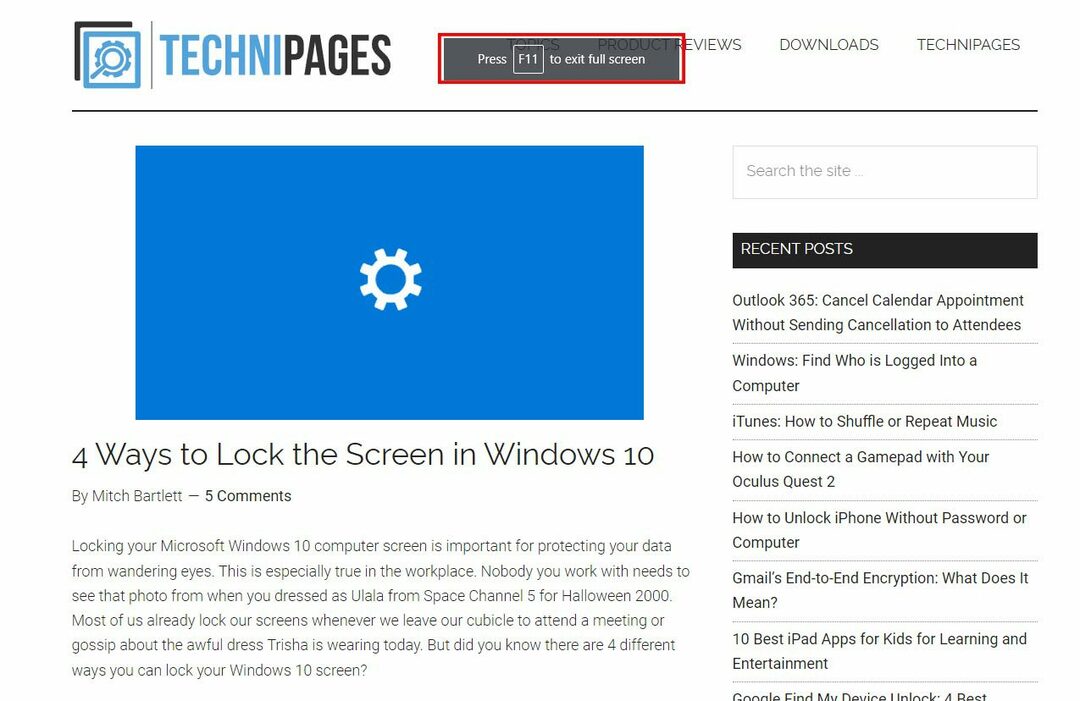 Comment quitter le plein écran sous Windows à l'aide de la touche F11 sur Google Chrome