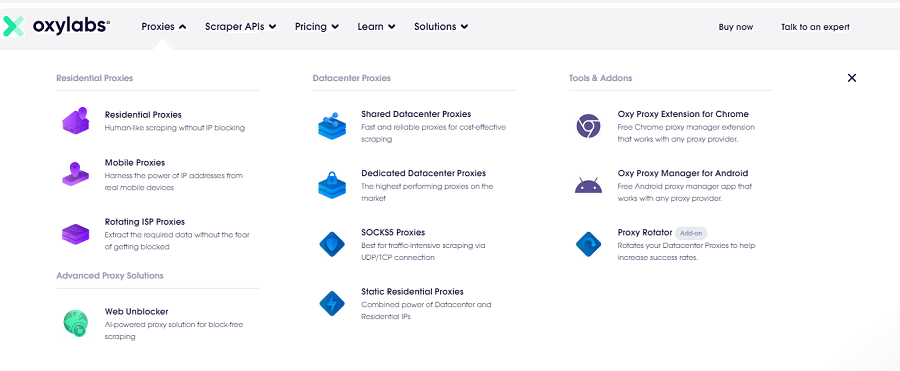 Recursos do Oxylabs