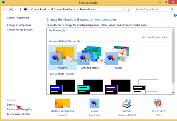 palielināt fontus Windows 8.1