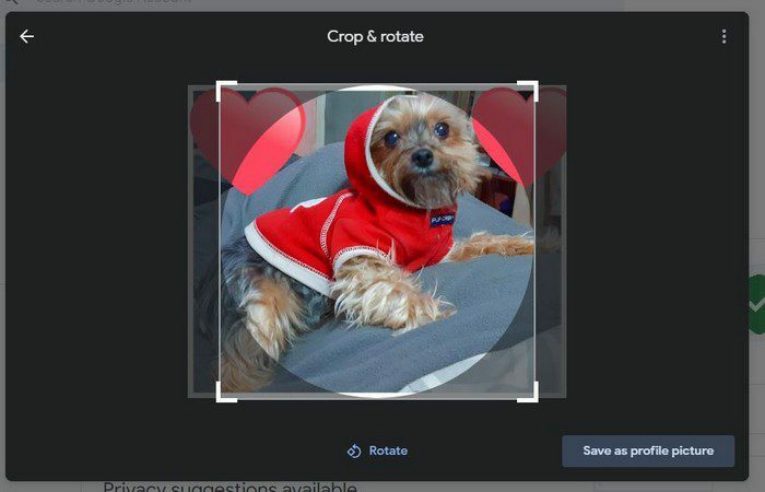 Obrežite sliku Google profila