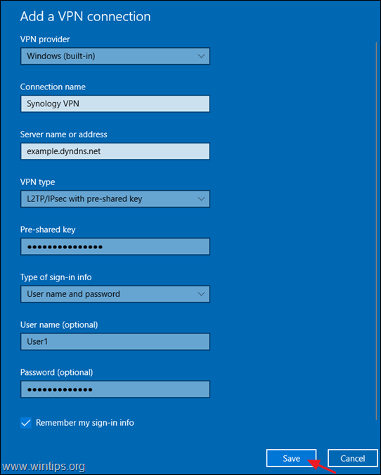 configurar Synology vpn cliente L2TP