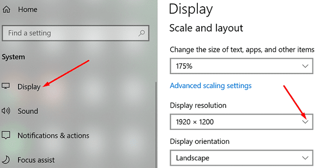 windows-10-настройки на разделителна способност на дисплея