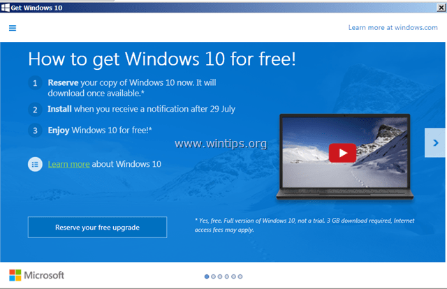 ta bort Få Windows 10-avisering