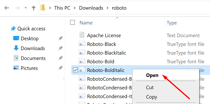 ttf-font windows 10 öffnen