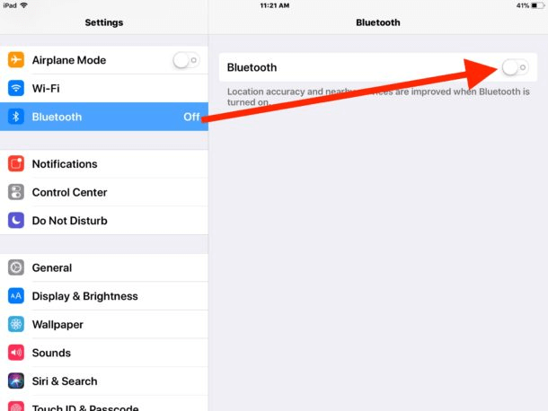 Вимкніть перемикач Bluetooth