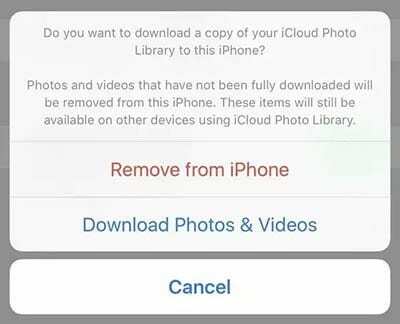 Библиотека фотографий iCloud - удалить с iPhone