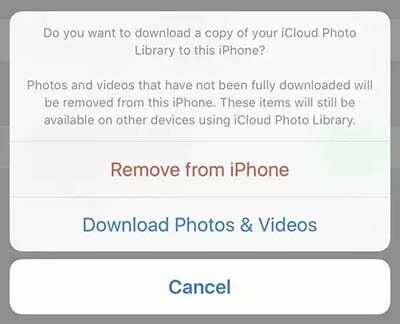 Biblioteca de fotos do iCloud - Remover do iPhone