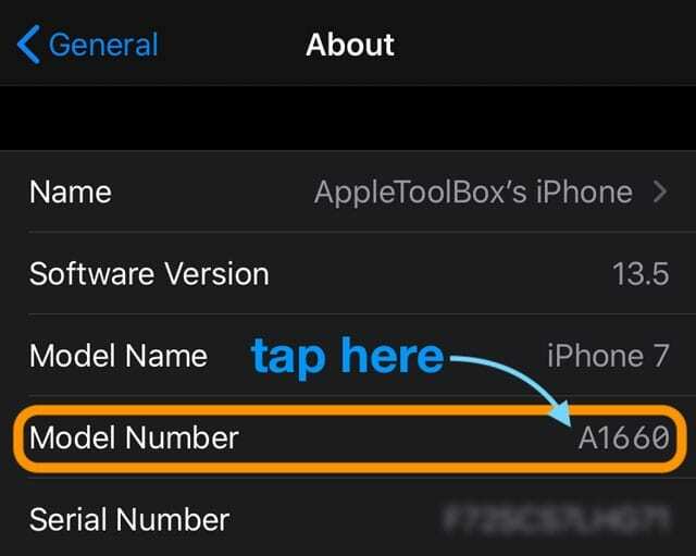 Номер на модела на iPhone