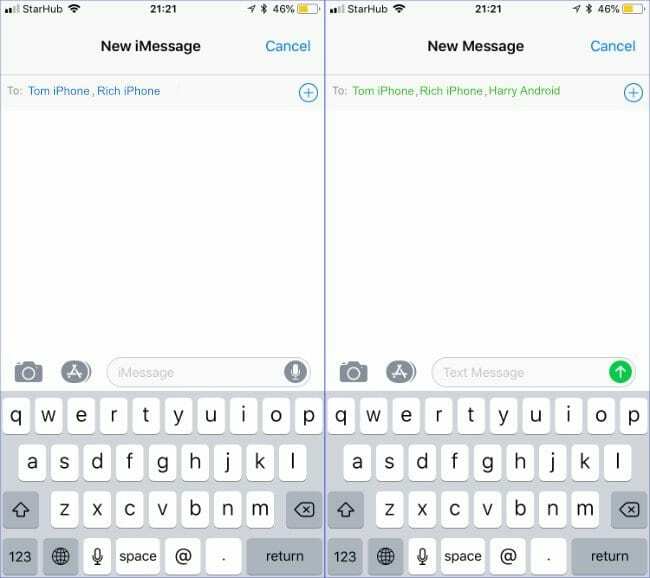 Gruppchatt med icke-Apple-användare måste skapas med SMS eller MMS