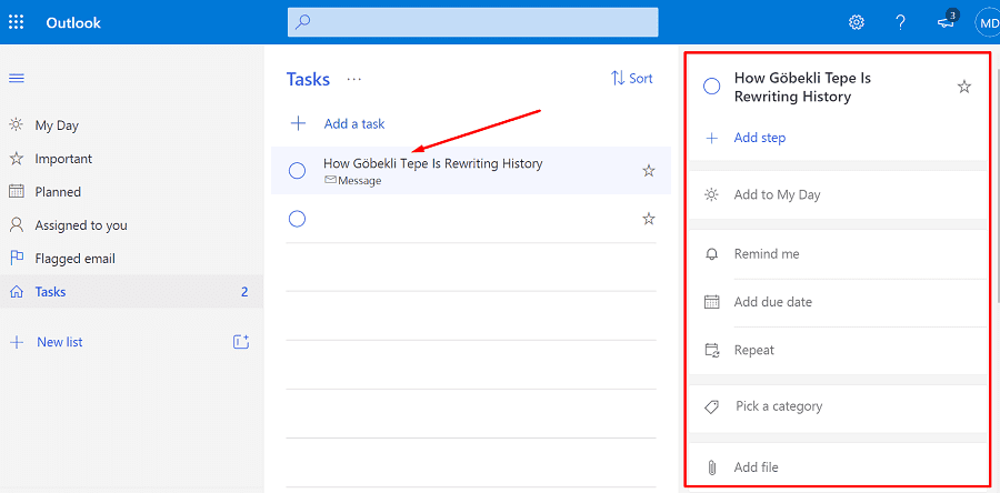 taakdetails toevoegen outlook