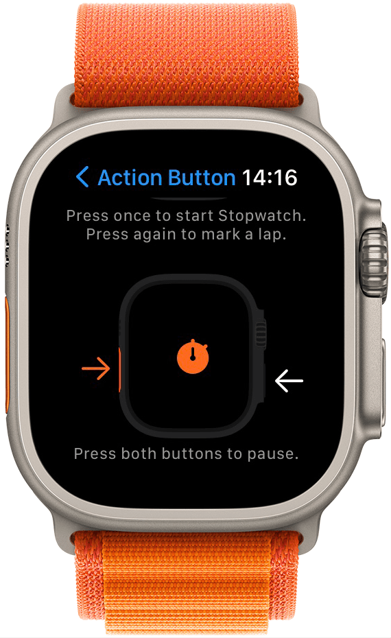 Bu seçiliyken, Kronometrenizi başlatmak için Eylem düğmesine bir kez, ardından durdurmak için tekrar basabilirsiniz. 