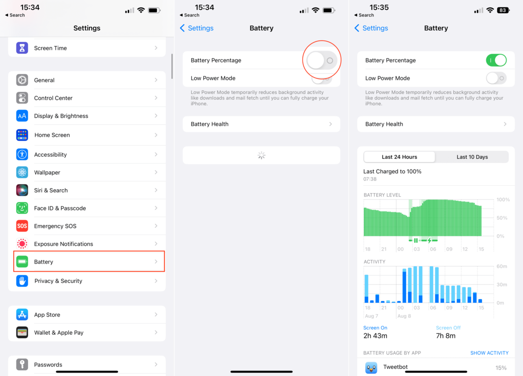 iOS 16 yüklü iPhone'da pil yüzdesi nasıl gösterilir - Adımlar