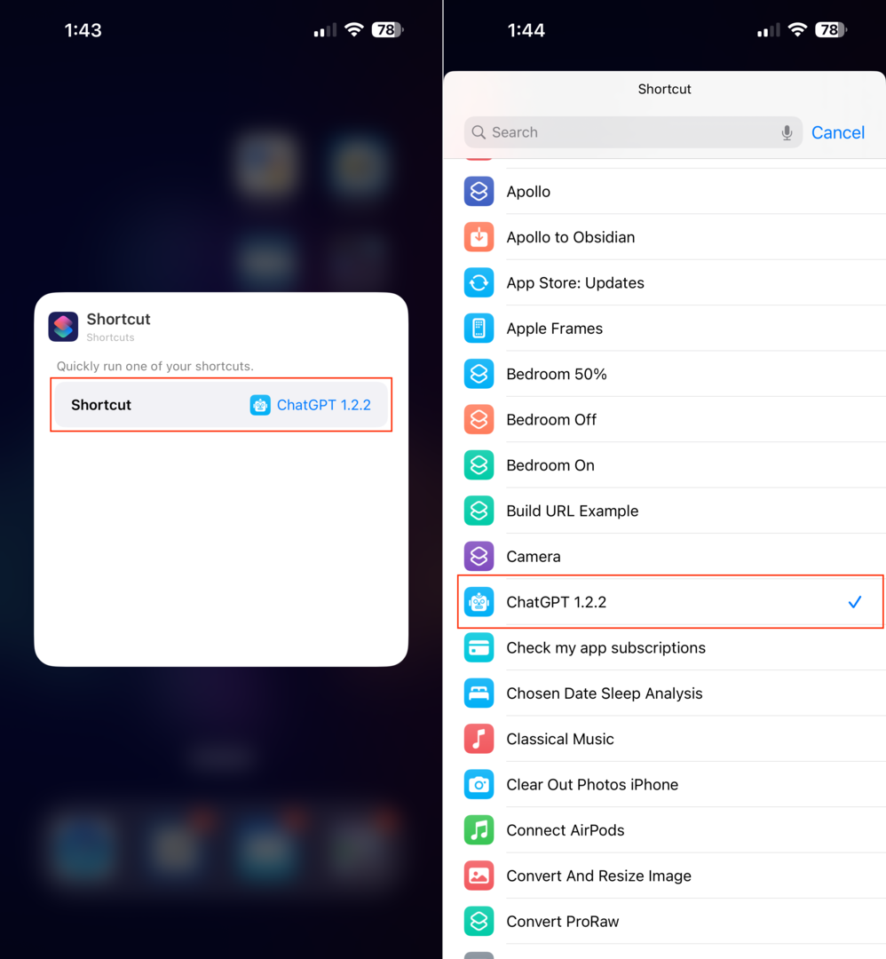 Jak používat ChatGPT na iPhone a iPad - Nastavení widgetu zkratky - 2