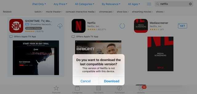 unduh versi Aplikasi Netflix terakhir yang kompatibel untuk iPad, iPhone, iPod, dan iOS