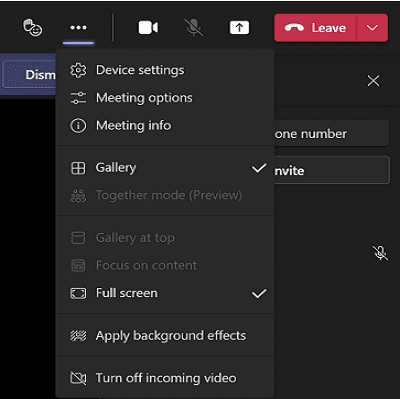 Microsoft-echipe-întâlnire-view-opțiuni