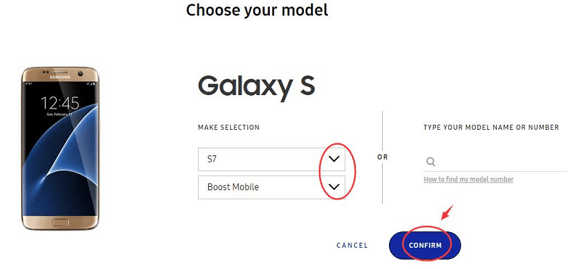 Centro de descargas de Samsung: haga clic en confirmar para obtener el controlador