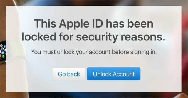 Denne konto er blevet låst deaktiveret Apple ID-besked