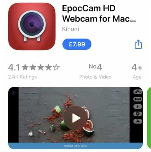 EpocCam HD esmaklassiline rakendus