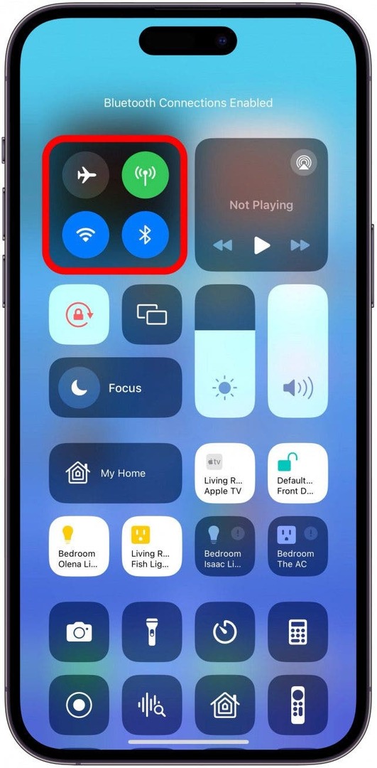 Pārliecinieties, vai jūsu iPhone tālrunis ir savienots ar uzticamu Wi-Fi vai mobilo tīklu un ir ieslēgts Bluetooth.