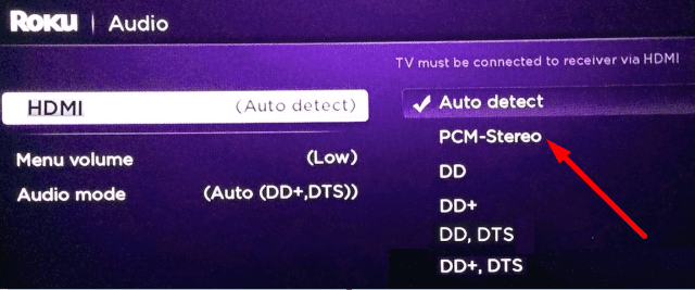 PCM-Stereo การตั้งค่า roku