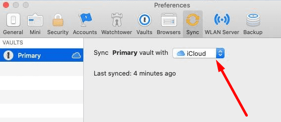 1password Sync coffre-fort avec icloud