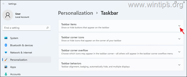 Personalizar itens da barra de tarefas do Windows 11