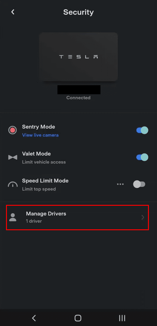 Tesla Uygulamasına Sürücü Nasıl Eklenir Sürücüyü Yönet ekranına erişin