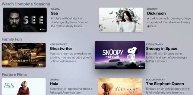 Séries TV et films disponibles sur Apple TV+