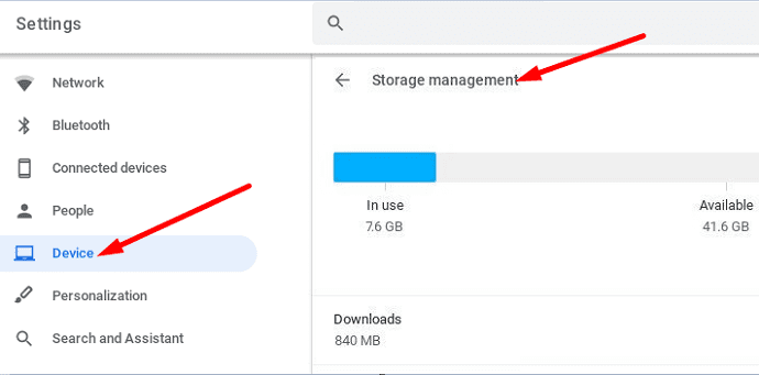 ストレージ管理-Chromebook