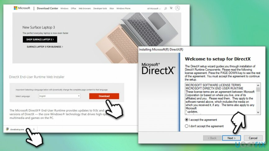 Lejupielādējiet DirectX instalēšanas programmu