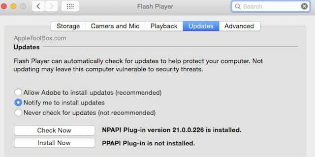 Securitate Flash pe Safari