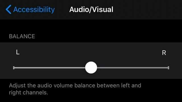 การช่วยการเข้าถึง การตั้งค่า AudioVisual balance