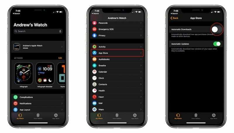 Habilitar downloads automáticos para Apple Watch
