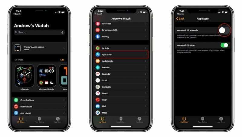 Aktiver automatiske downloads til Apple Watch