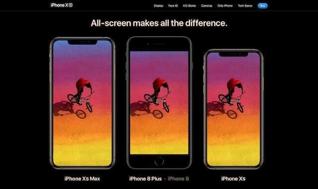 Apple iPhone XS पृष्ठ कैश से लोड की गई छवियों के साथ।