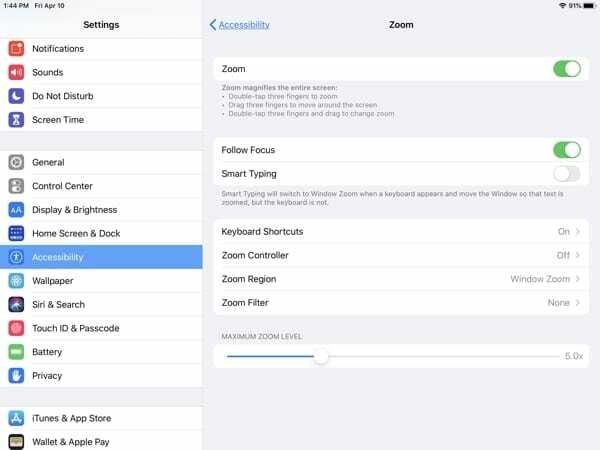 iPad-Bedienungshilfen-Zoom