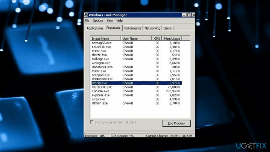 rdpclip.exe'nin sonlandırılması, Windows'ta yanıt vermeyen Kopyala ve Yapıştır işlevini düzeltmeye yardımcı olabilir