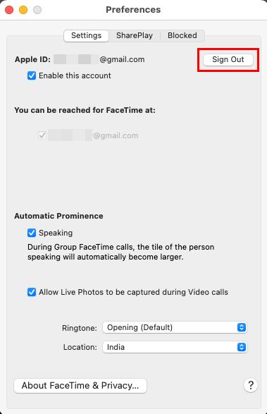 Opi kirjautumaan ulos FaceTimesta, jotta Macin FaceTimeen kirjautuminen ei onnistu