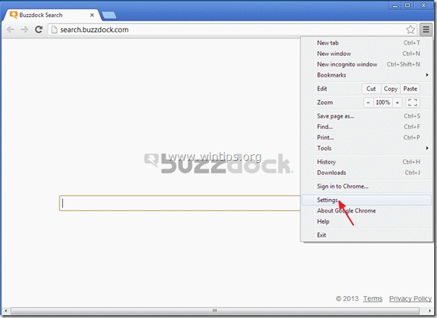 hapus buzzdock dari chrome dengan www.wintips.org