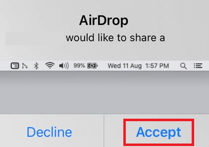 Akzeptieren Sie die Airdop-Anfrage