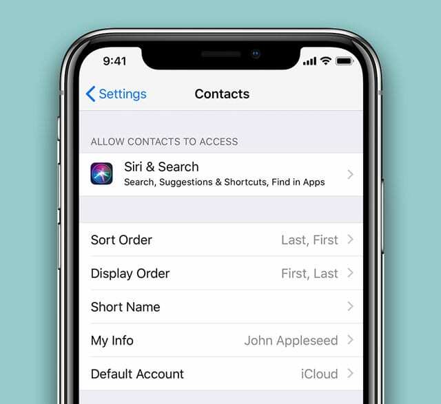 Standardkonto der Kontakte-App auf iCloud setzen