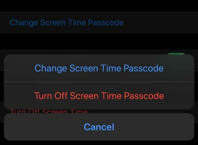 ota Screen Time -salasana pois päältä iPhonessa, iPadissa tai iPodissa