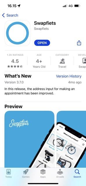 App Store の swapfiets のスクリーンショット